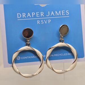 Draper James Gold and Cream Twisted Hoop Drop Earrings